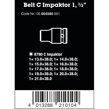 WERA Belt C Impaktor Doppenset, 1/2" -AANDRIJVING WERA Belt C Impaktor Doppenset, 1/2" -AANDRIJVING