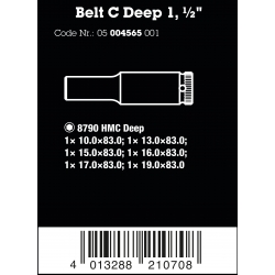 WERA BELT C Deep 1, 6-delige Doppen set, lange doppen met 1/2" -AANDRIJVING