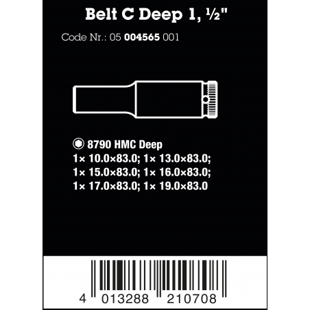 WERA BELT C Deep 1, 6-delige Doppen set, lange doppen met 1/2" -AANDRIJVING WERA BELT C Deep 1, 6-delige Doppen set, lange doppen met 1/2" -AANDRIJVING