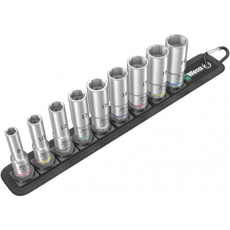WERA BELT B Deep 1, 9-delige Doppen set, lange doppen met 3/8" -AANDRIJVING