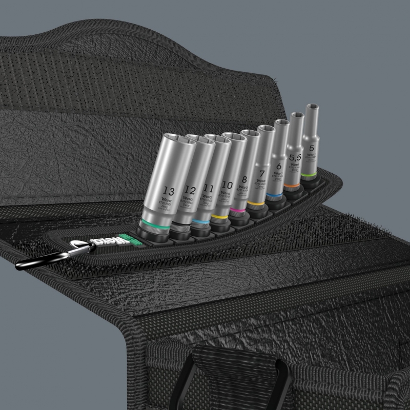 WERA BELT A Deep 1, 9-delige Doppen set, lange doppen met 1/4" -AANDRIJVING WERA BELT A Deep 1, 9-delige Doppen set, lange doppen met 1/4" -AANDRIJVING