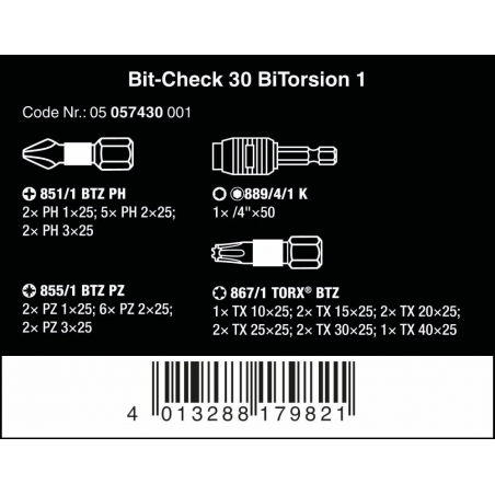WERA Bit-check 30 BiTorsion 30-delig