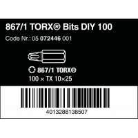 WERA TORX® TX 10 Z-bits 867/1 DIY 100 stuks WERA TORX® TX 10 Z-bits 867/1 DIY 100 stuks