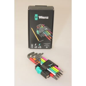 Assortimento Chiavi A L TORX BO Wera 9 Pezzi - Con Foro Per Viti Antimanomissione, Rivestimento BlackLaser, Codice Colore