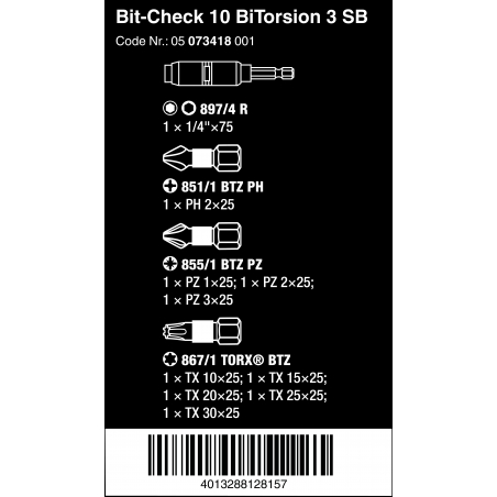 WERA Bit-Check 10 BiTorsion 3 SB WERA Bit-Check 10 BiTorsion 3 SB