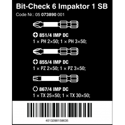 WERA Bit-Check BC 6 Impaktor. Lange bits WERA Bit-Check BC 6 Impaktor. Lange bits