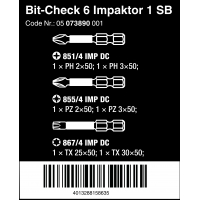 WERA Bit-Check BC 6 Impaktor. Lange bits