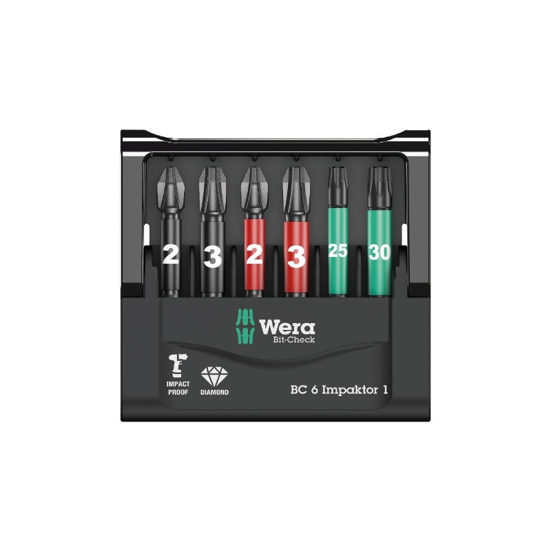 WERA Bit-Check BC 6 Impaktor. Lange bits