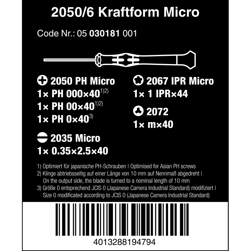 WERA Kraftform Micro 2050/6-Set WERA Kraftform Micro 2050/6-Set