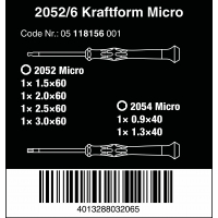 WERA Kraftform Micro 2052/6 set. Inbus-kogelkop