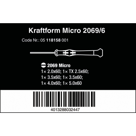 WERA Kraftform Micro 2069/6 set. Dop/Buitenzeskant