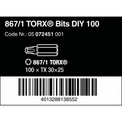 WERA TORX® TX 30 Z-bits 867/1 DIY 100 stuks