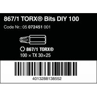 WERA TORX® TX 30 Z-bits 867/1 DIY 100 stuks