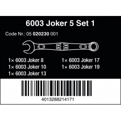 WERA 6003 Joker 5-delige Ringsteeksleutel Set WERA 6003 Joker 5-delige Ringsteeksleutel Set