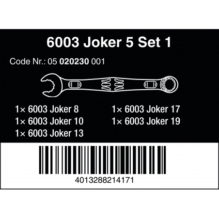 WERA 6003 Joker 5-delige Ringsteeksleutel Set WERA 6003 Joker 5-delige Ringsteeksleutel Set