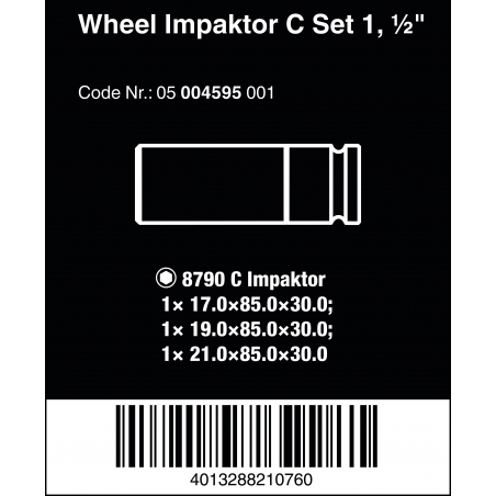 WERA Wheel Impaktor C set 1 Doppenset lang, 1/2"