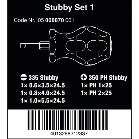 WERA Stubby set 1-Sleuf/Phillips WERA Stubby set 1-Sleuf/Phillips