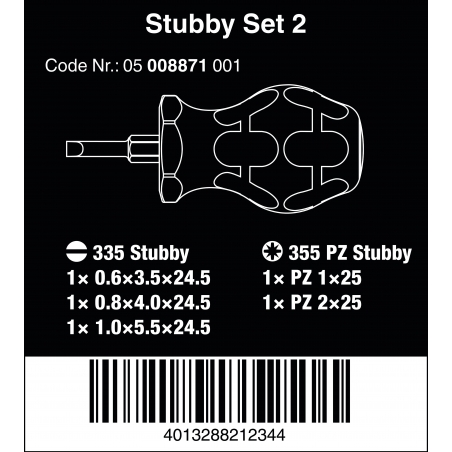 WERA Stubby set 2-Sleuf/Pozidrive WERA Stubby set 2-Sleuf/Pozidrive