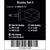 WERA Stubby set 3-Sleuf/Robertson(binnenvierkant)/Phillips WERA Stubby set 3-Sleuf/Robertson(binnenvierkant)/Phillips