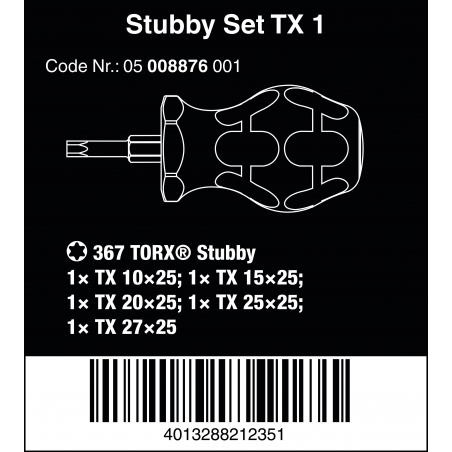 WERA Stubby set TX 1 schroevendraaierset TORX® WERA Stubby set TX 1 schroevendraaierset TORX®