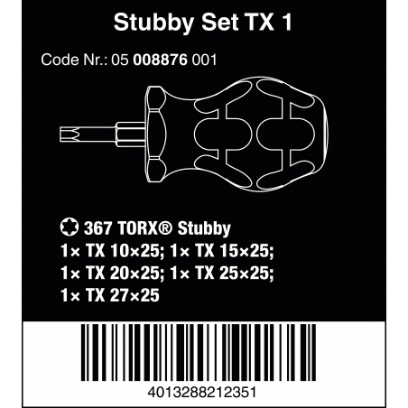 WERA Stubby set TX 1 schroevendraaierset TORX®