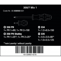 WERA 300/7 Mix 1 Stubby/Schroevendraaierset Kraftform Plus Lasertip WERA 300/7 Mix 1 Stubby/Schroevendraaierset Kraftform Plus Lasertip