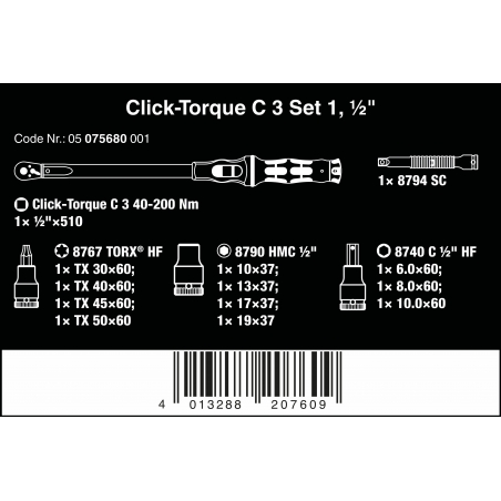 WERA Click-Torque C 3 Momentsleutel Set 1 40-200 Nm
