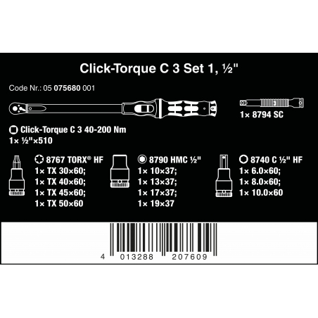 WERA Click-Torque C 3 Momentsleutel Set 1 40-200 Nm WERA Click-Torque C 3 Momentsleutel Set 1 40-200 Nm