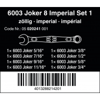 WERA 6003 Joker Imperial 8-delige Ringsteeksleutel Set(in inches) WERA 6003 Joker Imperial 8-delige Ringsteeksleutel Set(in inches)