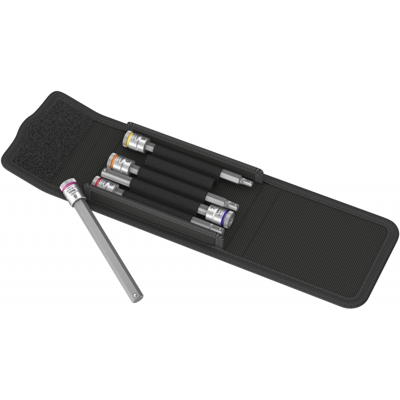 WERA 8740 A INBUS/BINNENZESKANT BIT-DOPPEN-SET LANG, MET VASTHOUDFUNCTIE 1/4"-AANDRIJVING