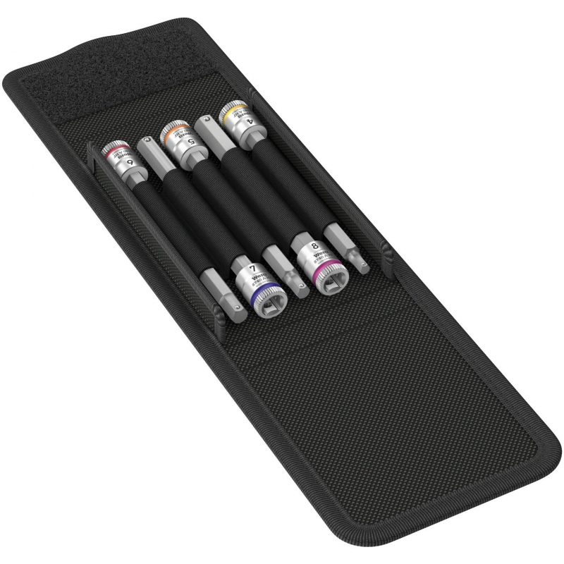 WERA 8740 A INBUS/BINNENZESKANT BIT-DOPPEN-SET LANG, MET VASTHOUDFUNCTIE 1/4"-AANDRIJVING