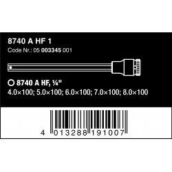 WERA 8740 A INBUS/BINNENZESKANT BIT-DOPPEN-SET LANG, MET VASTHOUDFUNCTIE 1/4"-AANDRIJVING WERA 8740 A INBUS/BINNENZESKANT BIT-DOPPEN-SET LANG, MET VASTHOUDFUNCTIE 1/4"-AANDRIJVING