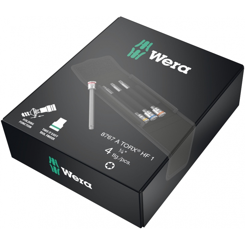 WERA 8767 A TORX® HF 1 Zyklop Bitdoppen set lang,1/4" met vasthoudfunctie WERA 8767 A TORX® HF 1 Zyklop Bitdoppen set lang,1/4" met vasthoudfunctie