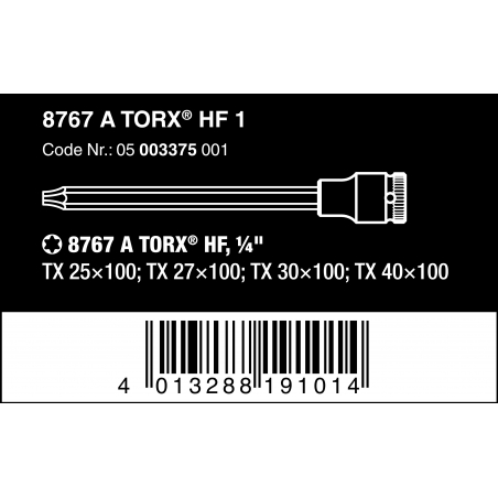 WERA 8767 A TORX® HF 1 Zyklop Bitdoppen set lang,1/4" met vasthoudfunctie