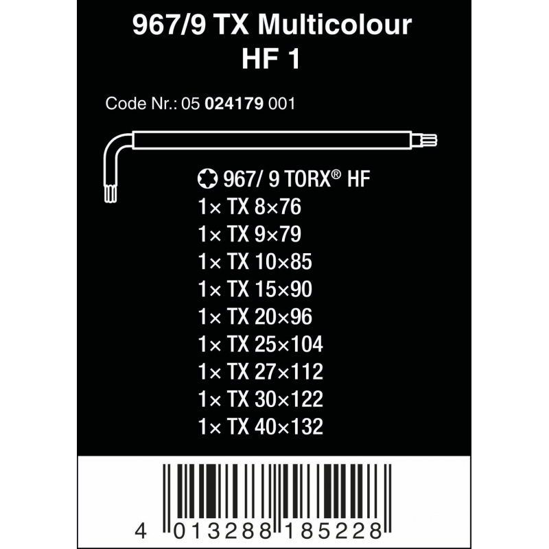 WERA 967/9 TX Multicolour HF 1 Stiftsleutelset met vasthoudfunctie ...