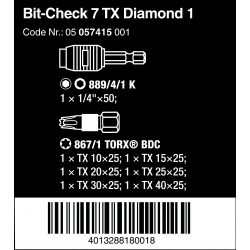 WERA Bit-Check Torx, BC 7 TX Diamond 1 - WeraGereedschap.nl