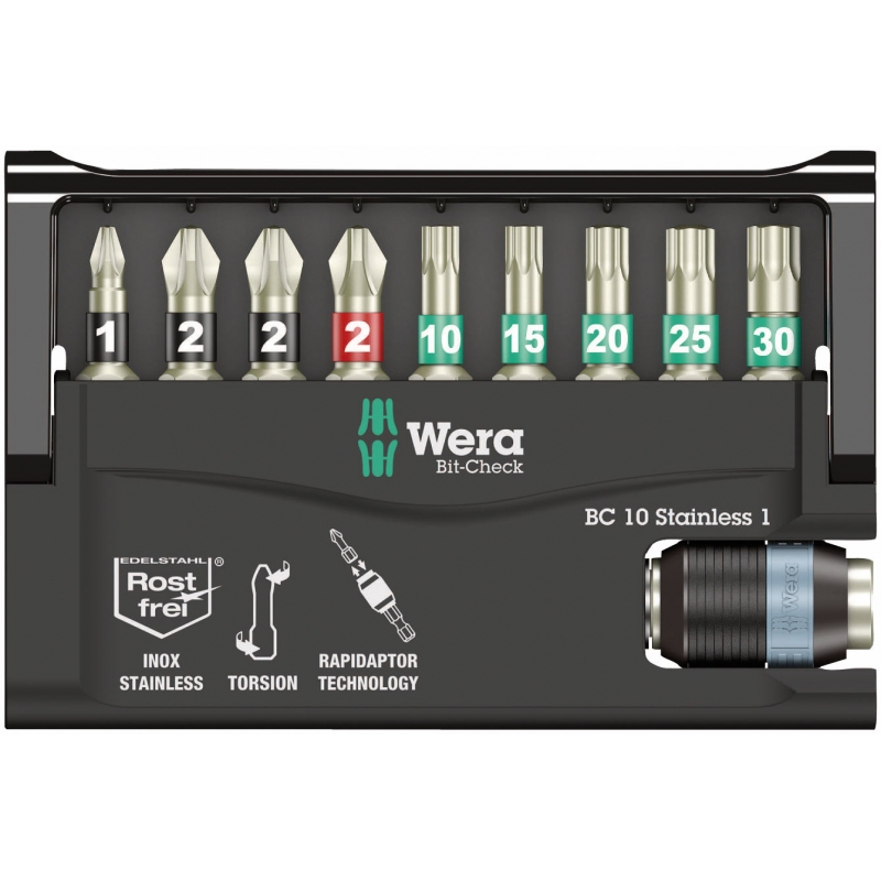 WERA Bit-check 10 Stainless 1, 10-delig. - WeraGereedschap.nl