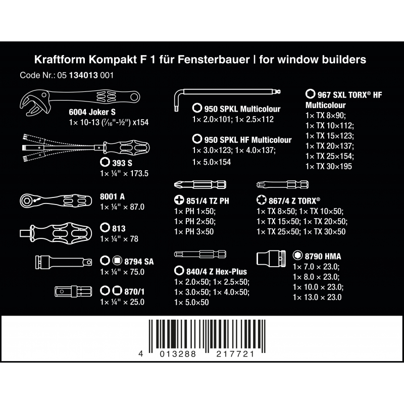 WERA Kraftform Kompakt F 1 Service - WeraGereedschap.nl