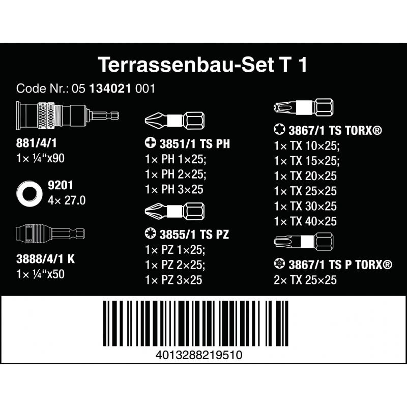 WERA T1 Terrasbouw set 134021