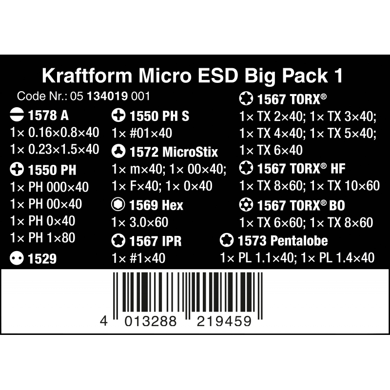 WERA Kraftform Micro Big Pack 1 ESD  Micro-schroevendraaierset. - WeraGe...