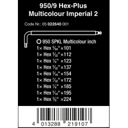 WERA inbussleutelset 950/9  Multicolour Imperial-Inches, Black...