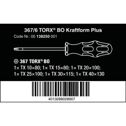WERA 367/6 Schroevendraaierset Kraftform Plus TORX®BO met boring Wera...