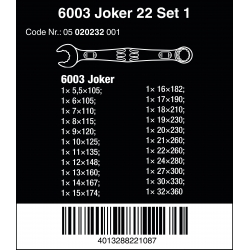 WERA 6003 Joker 22-delige Ringsteeksleutel Set 05 020232 001