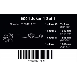 WERA 6004 Joker 4-delige Set Zelfinstellend steeksleutelset 7-19 mm...
