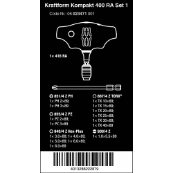 WERA Kraftform Kompakt 400 RA Set 1 T-Grip 05023471001 4013288222879