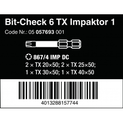 WERA Bit-Check BC 6 Impaktor TX lange bit 05 057693 001  4013288157744