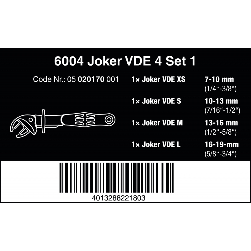 WERA 6004 Joker VDE  steeksleutelset 7-19 mm 020170 4013288221803