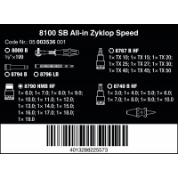 Wera dopsleutelset inch 8100 SA 9 zyklop speed-ratelset 1/4 - 28-delig (05004019001