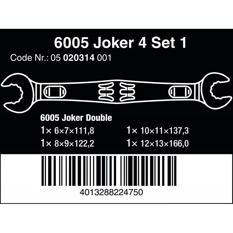 WERA 4-delig joker 6005 steeksleutelset in klem 020314 4013288224750
