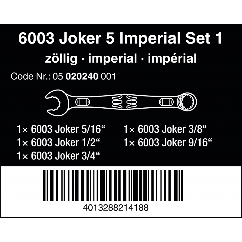 WERA 4-delig joker 6003 Ringsteeksleutelset in klem 020229 4013288225672 Imperial